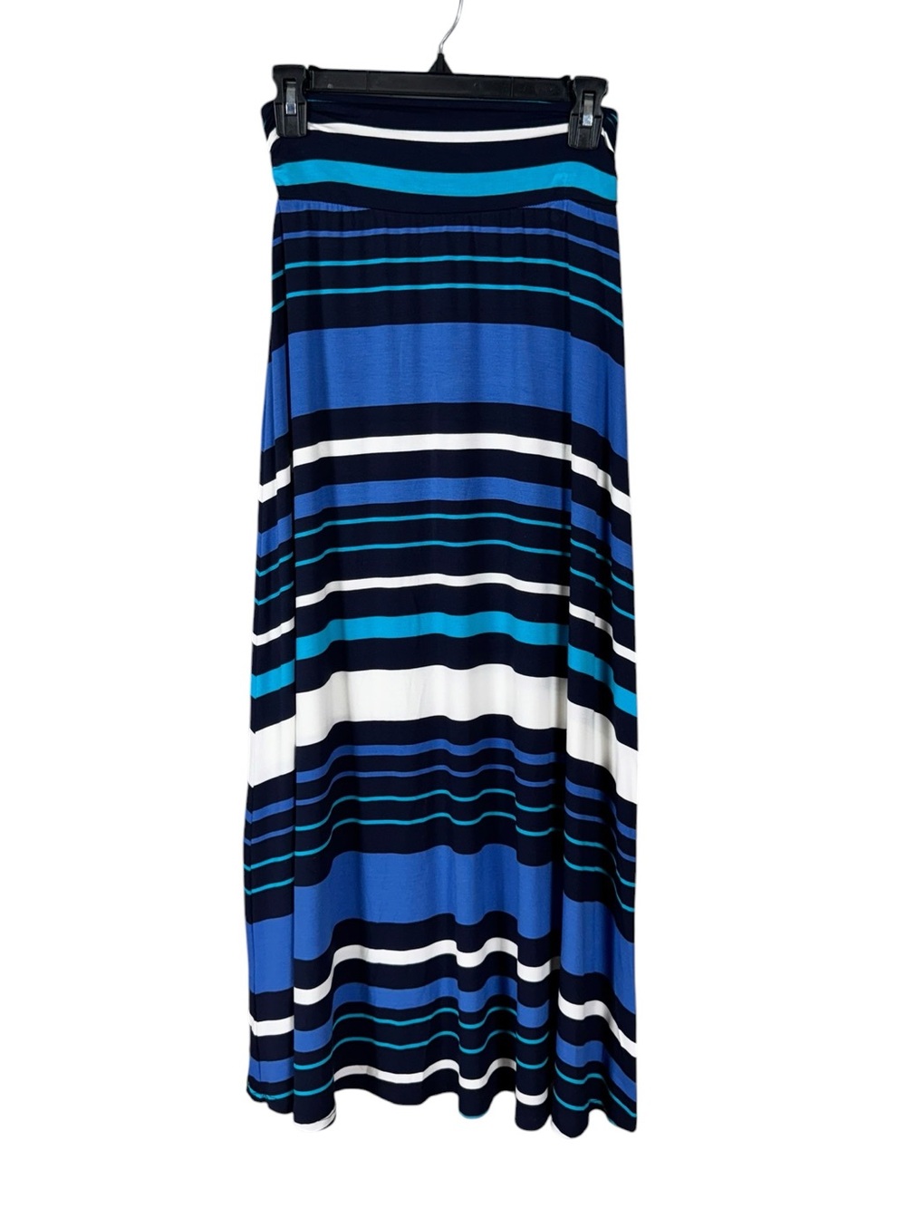 Womens Striped Jersey Knit Maxi Skirt XS Stretch Bohemian Beach
